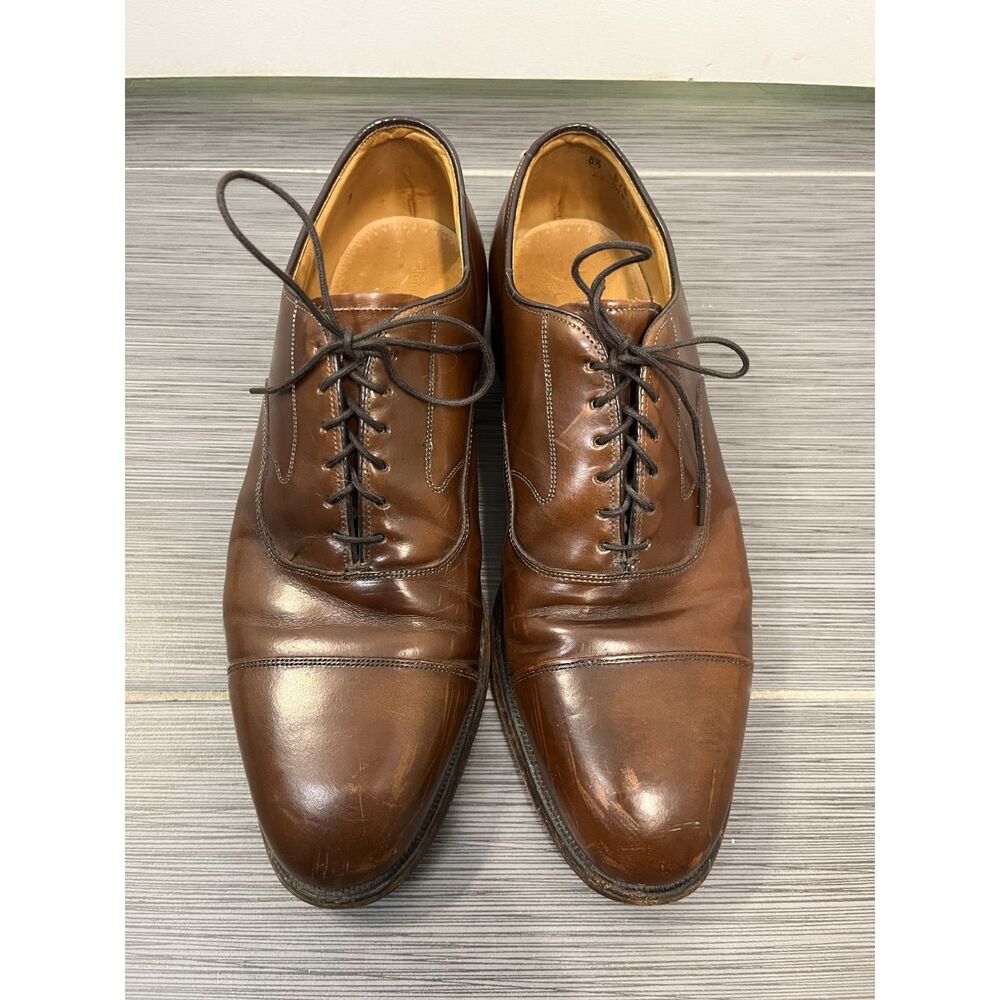 Johnston & Murphy Brown Melton Cap Toe Lace Up Oxford Dress Shoes Size 8.5D